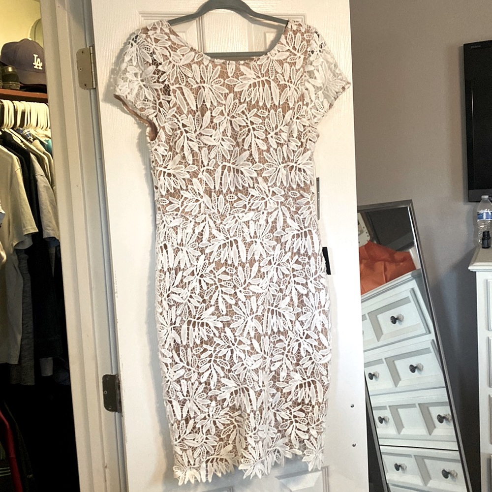 White Lace Lulu’s Dress with Nude Underlay
